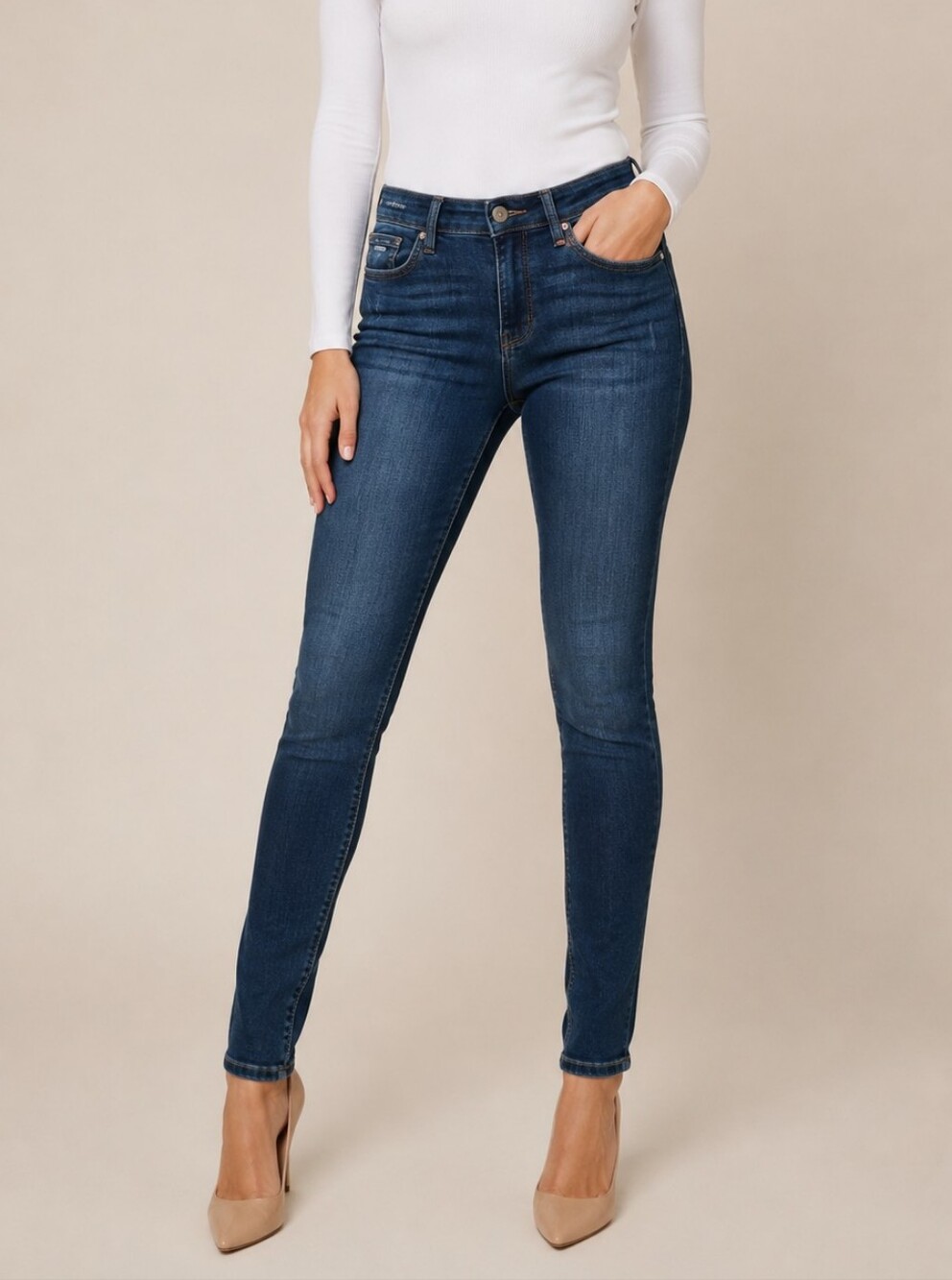 Jud Blue High-Rise Skinny Jeans in Dark Blue